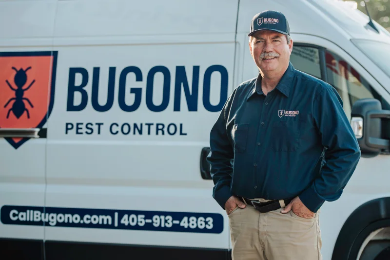 Closeup of Rob and Bugono Pest Control Truck