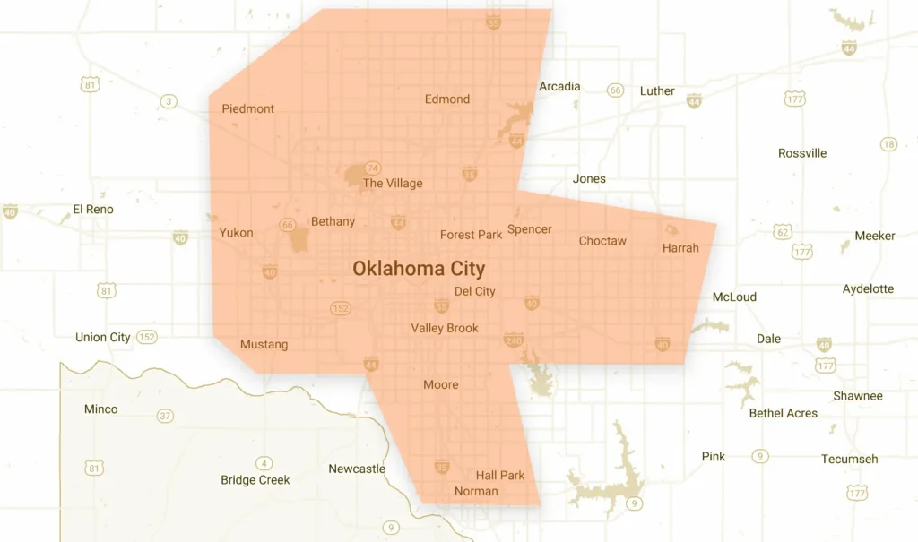Bugono pest control service Oklahoma City metro area map Bugono pest control service Oklahoma City metro area map